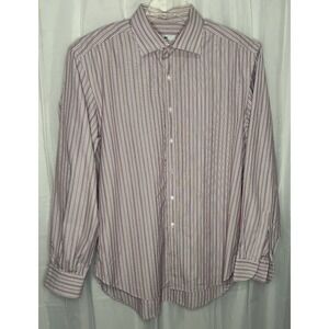 Etro Milano Men's Striped Dress Shirt XL Red Blue Cotton Made in Italy‎